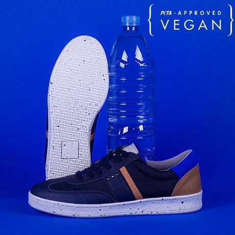 ME.LAND VIVACE vegan and recycled sneaker in navy, blue and cognac sole