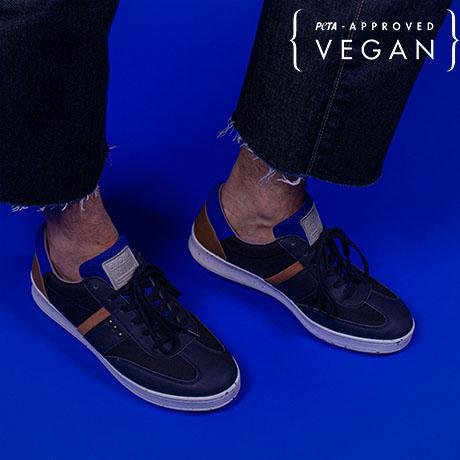 ME.LAND VIVACE vegan and recycled sneaker in navy, blue and cognac men