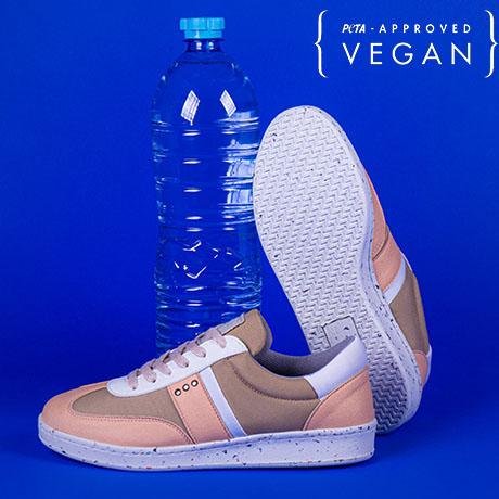ME.LAND VIVACE vegan and recycled sneaker in pink, beige and white sole