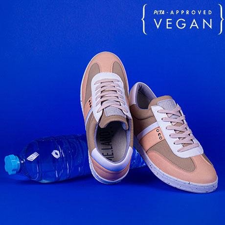 ME.LAND VIVACE vegan and recycled sneaker in pink, beige and white front and back